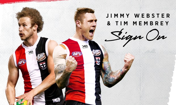180806-Webster-Membrey-Sign-on-hero.jpg Loveable larrikins Jimmy Webster and Tim Membrey have re-signed with the Saints. - St Kilda Saints,Jimmy Webster,Tim Membrey